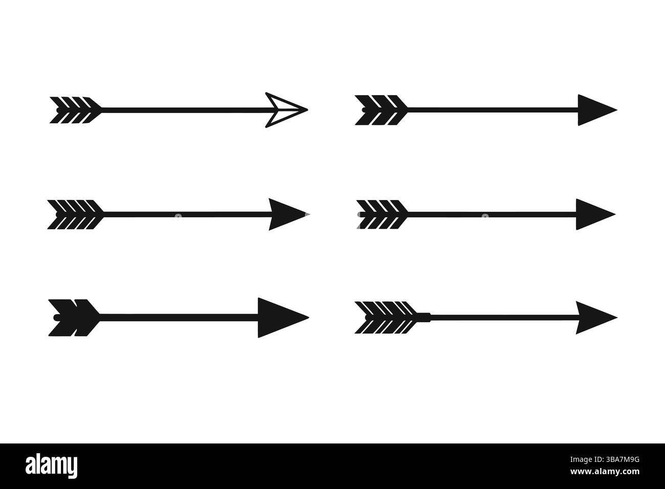 Set di sei illustrazioni con freccia vettoriale per progettare elementi di risorse grafiche clip art Illustrazione Vettoriale