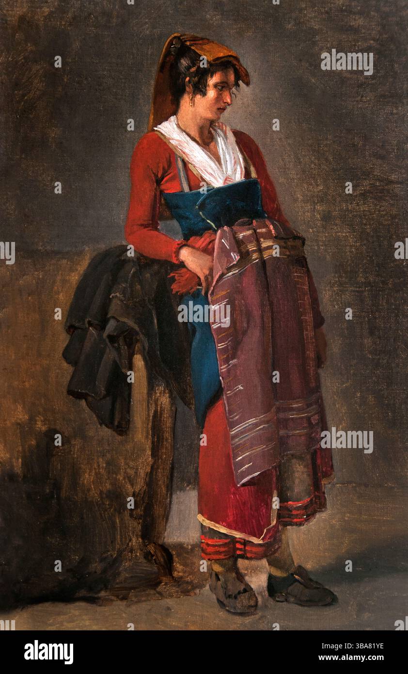 Contadino intorno a Roma - Paysanne des environs de Rome 1818 di Achille-Etna MICHALLON 1796-1822 Francia Museo francese del Louvre . Foto Stock