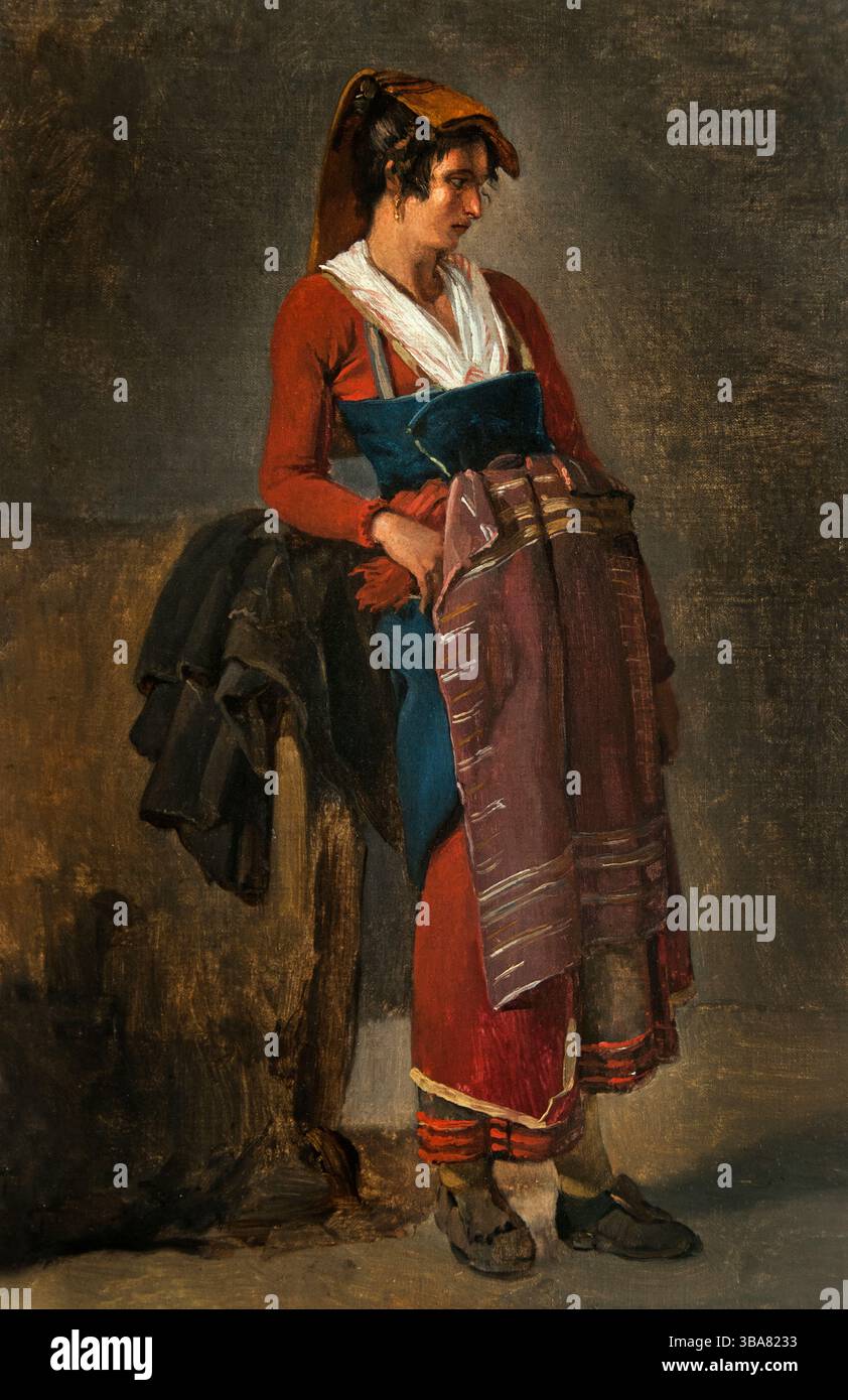 Contadino intorno a Roma - Paysanne des environs de Rome 1818 di Achille-Etna MICHALLON 1796-1822 Francia Museo francese del Louvre . Foto Stock