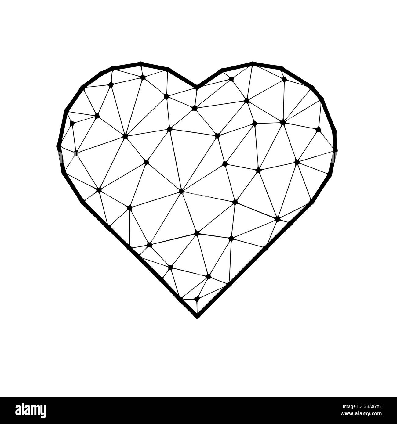 Icona del vettore poligonale del cuore o del simbolo simile isolata su sfondo bianco Foto Stock