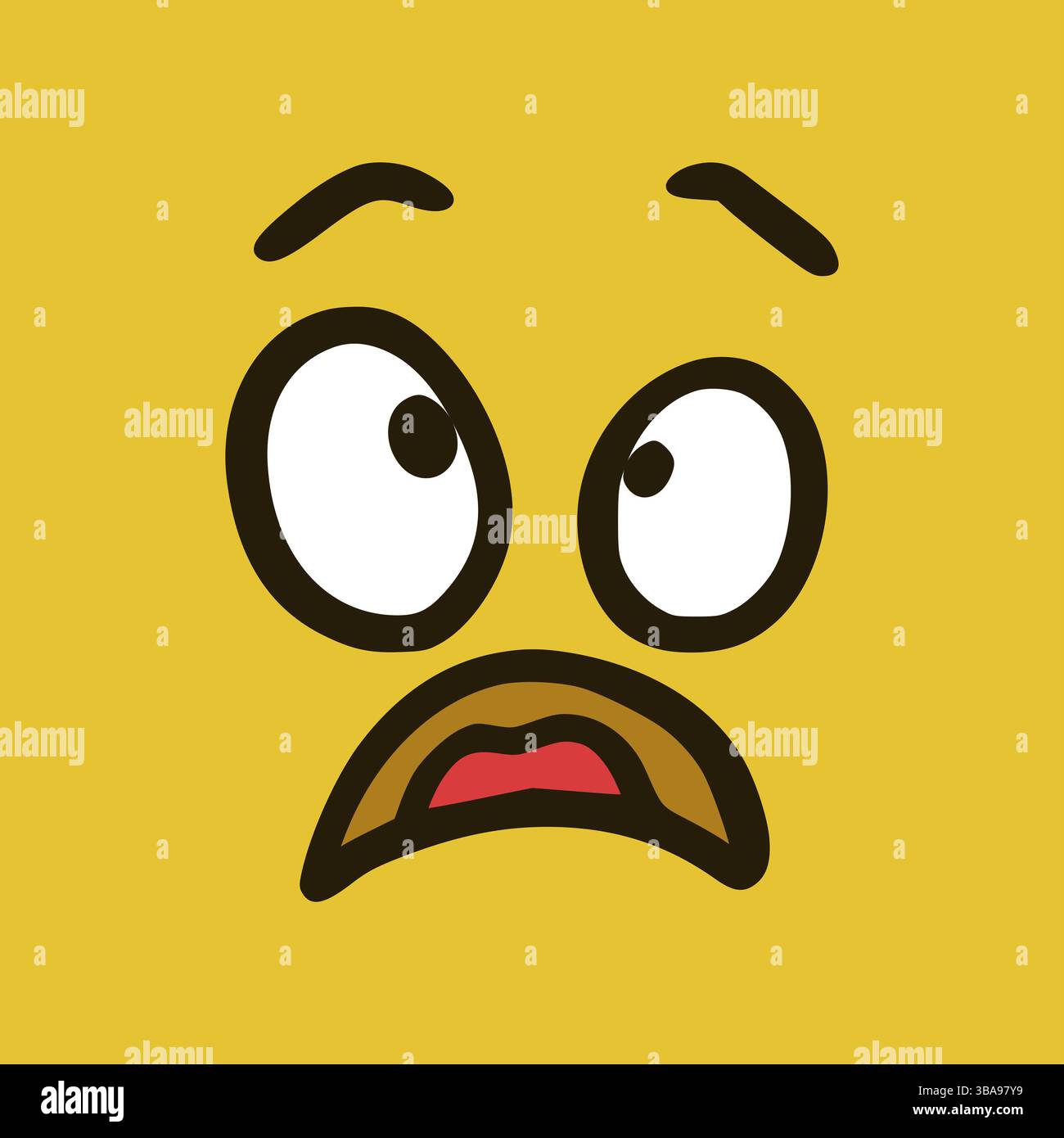 Faccia spaventata. Espressioni dei volti dei cartoni animati. Personaggi di Doodle illustrazione bocca e occhi Foto Stock