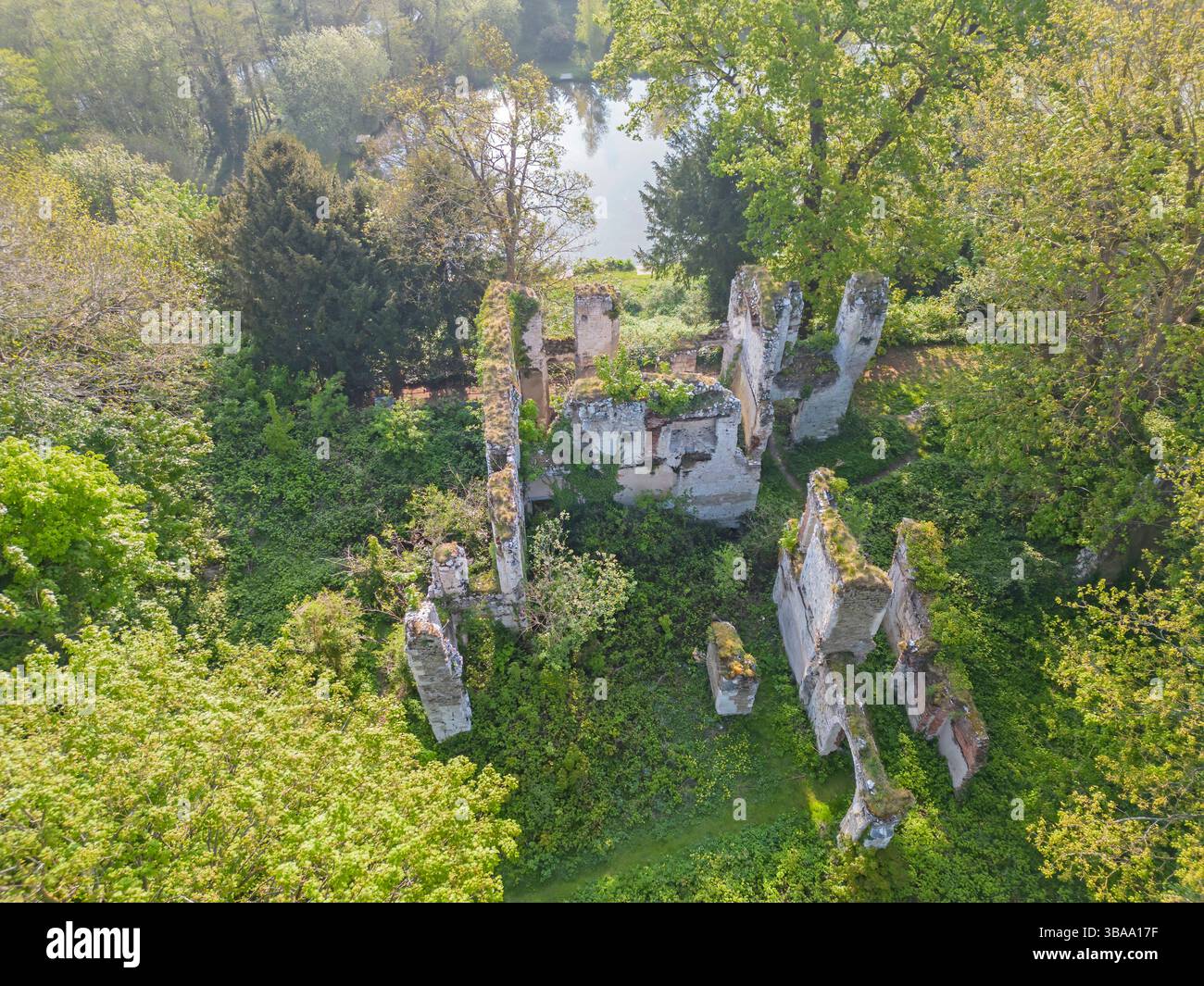 vista aerea del castello di betchworth, risalente al 1379 nel surrey Foto Stock