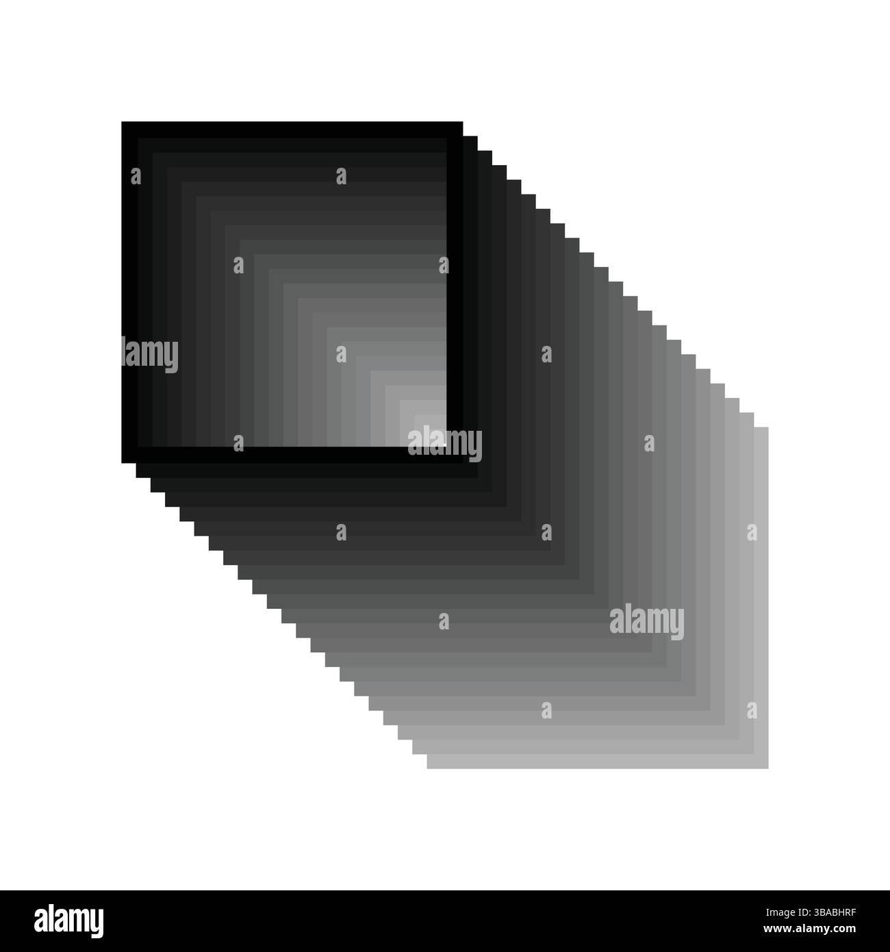 Tunnel di dissolvenza isolato con prospettiva quadrata 3D, nero su sfondo bianco. Illustrazione del modello vettoriale. Illustrazione Vettoriale