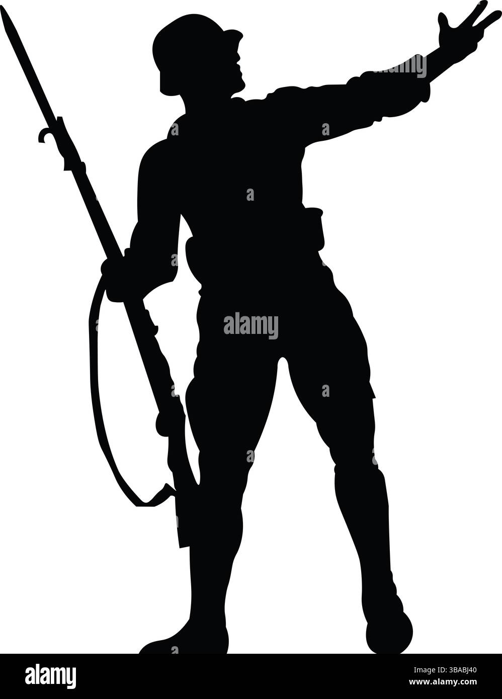 Coraggiosa silhouette della statua del soldato Illustrazione Vettoriale