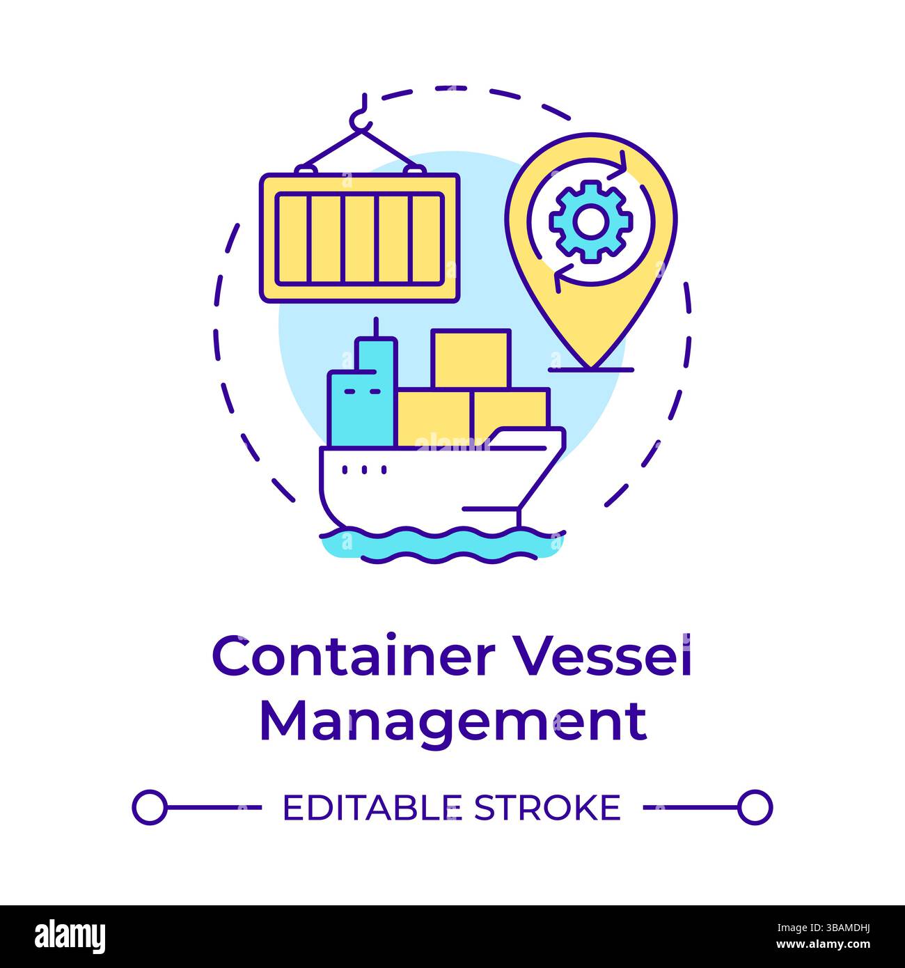Icona Container Vessel Management multicolore Illustrazione Vettoriale