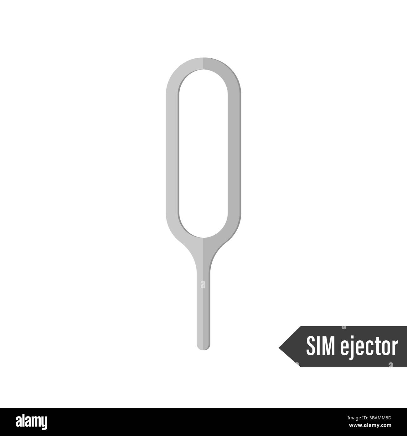 Espulsore SIM. Icona della spilla d'argento. Design piatto. Illustrazione vettoriale isolata su sfondo bianco. Illustrazione Vettoriale