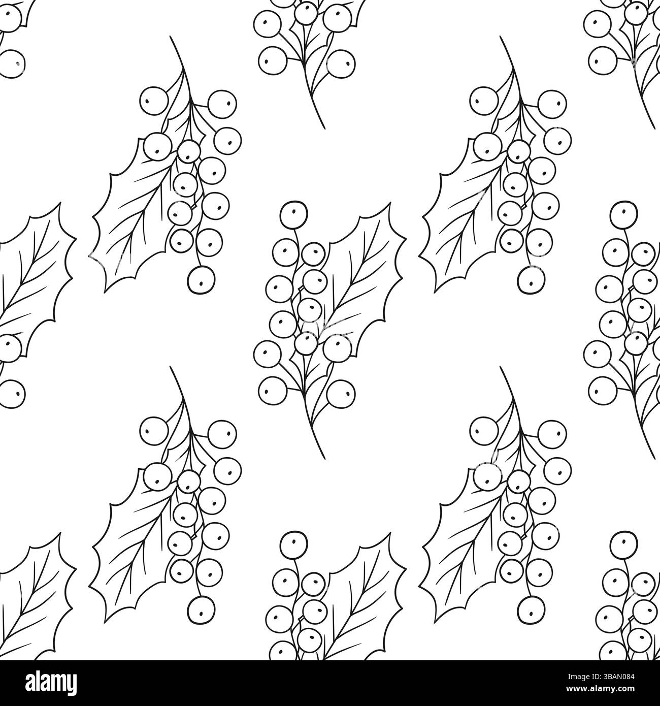 Motivo natalizio monocromatico in stile disegno a mano. Holly. Schema per menu o cucina. Stampa Illustrazione Vettoriale