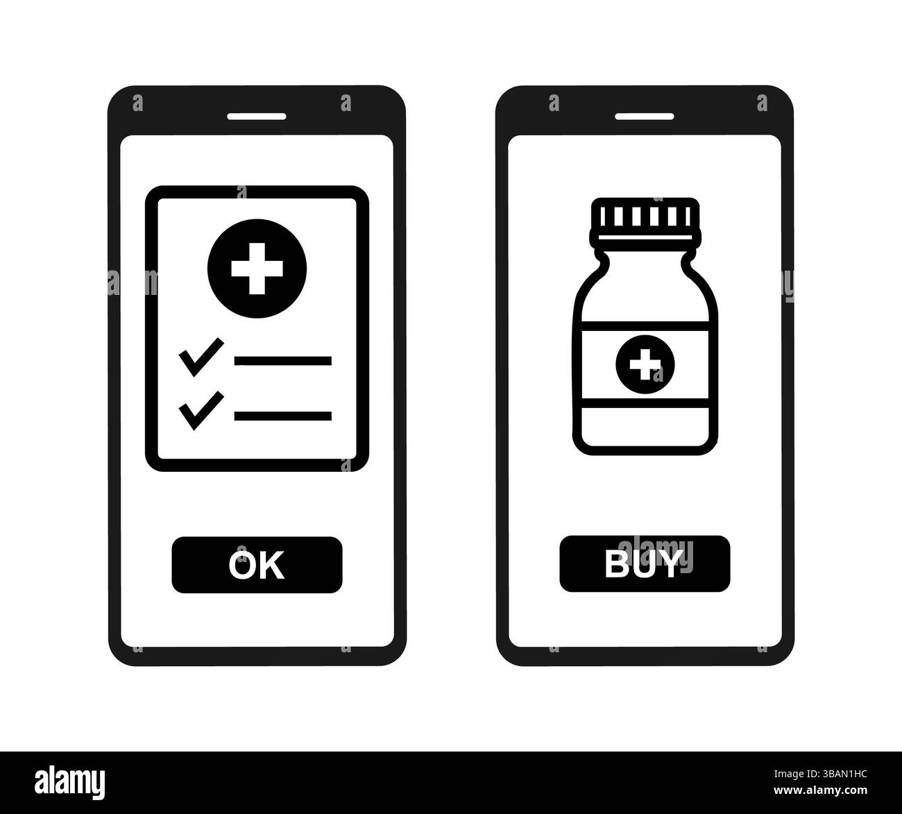 Servizi medici on-line, acquisto di farmaci da prescrizione medica da farmacia on-line. Foto Stock