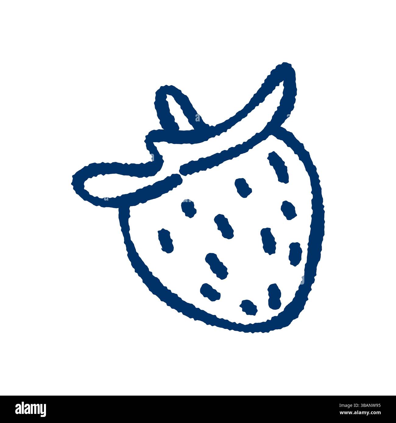 Scarabeo di fragole disegnato a mano. Grazioso schizzo di frutta in stile cartoni animati. Illustrazione di cibi freschi, succosi e salutari per adesivi, imballaggi, decorazioni per la cucina, orga Illustrazione Vettoriale