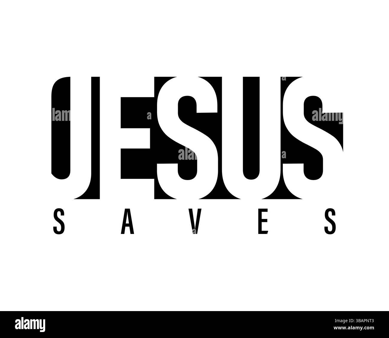 Gesu' salva, disegno cristiano di t-shirt. Design cristiano creativo con testo GESÙ per felpa o abbigliamento giovanile. Illustrazione vettoriale Illustrazione Vettoriale