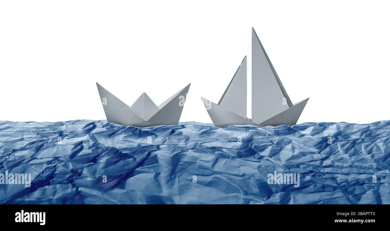 Concetto di livello superiore e livellamento come metafora del successo aziendale e ottimizzazione dell'idea di innovazione creativa come simbolo di barca a vela e barca a vela Foto Stock