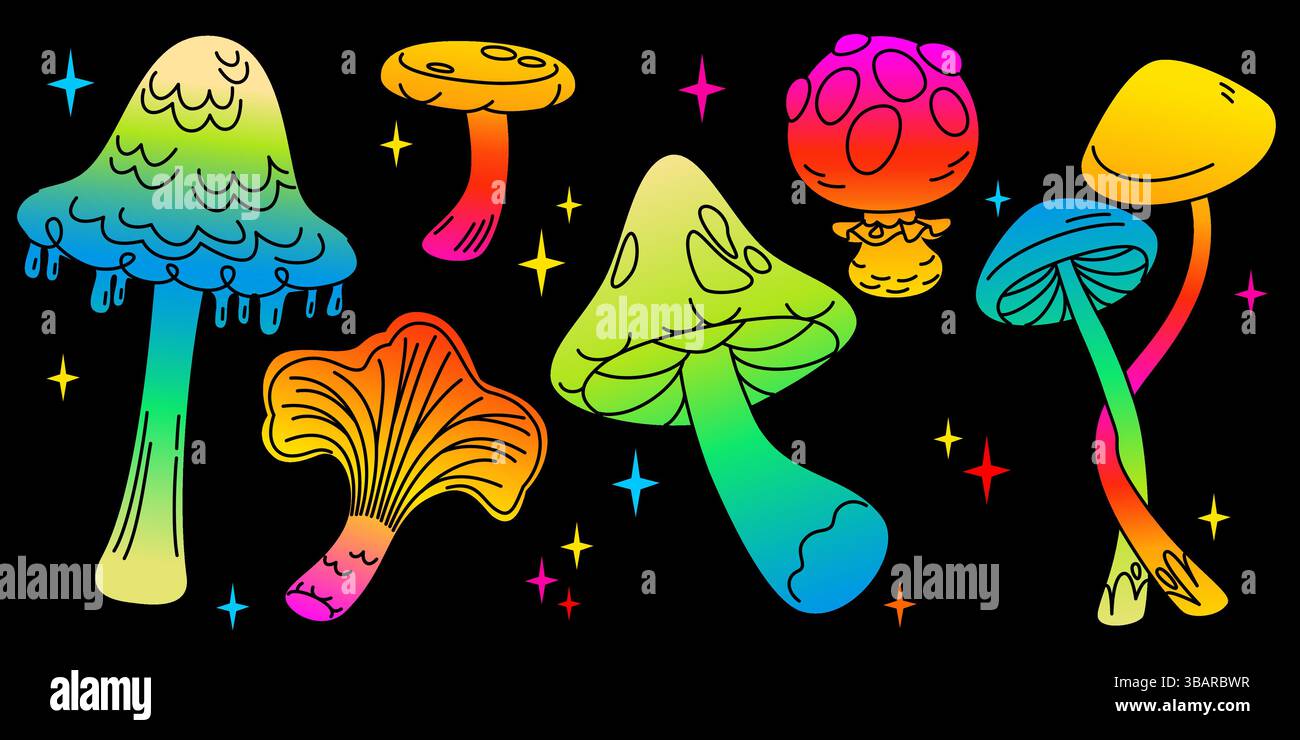 Un Trippy Rana Magia Funghi Lsd Uomo T-Shirt 100% IN Cotone