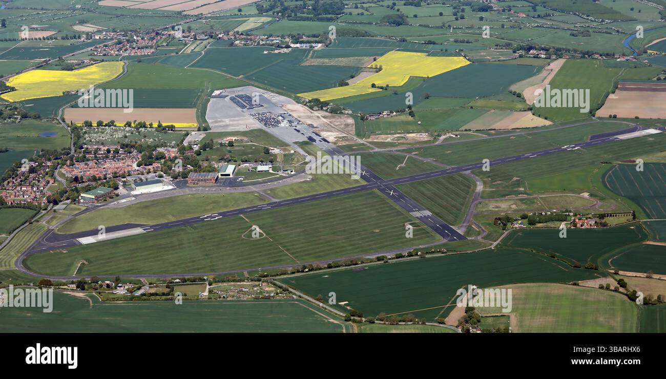 Vista aerea dell'aeroporto di Leeds East (ex RAF Church Fenton), North Yorkshire Foto Stock