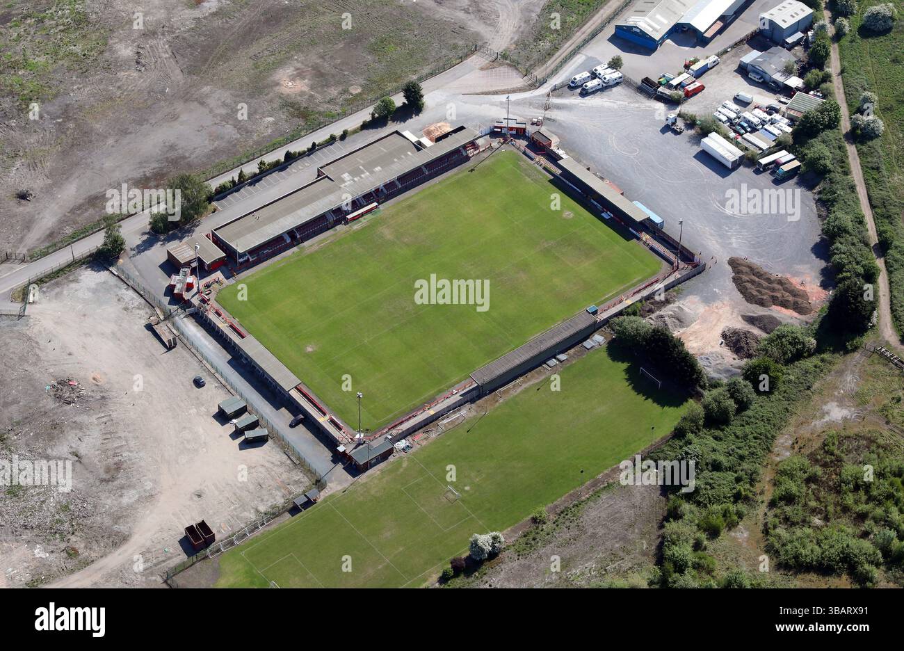 Vista aerea del Witton Albion Football Club, Northwich, Cheshire Foto Stock