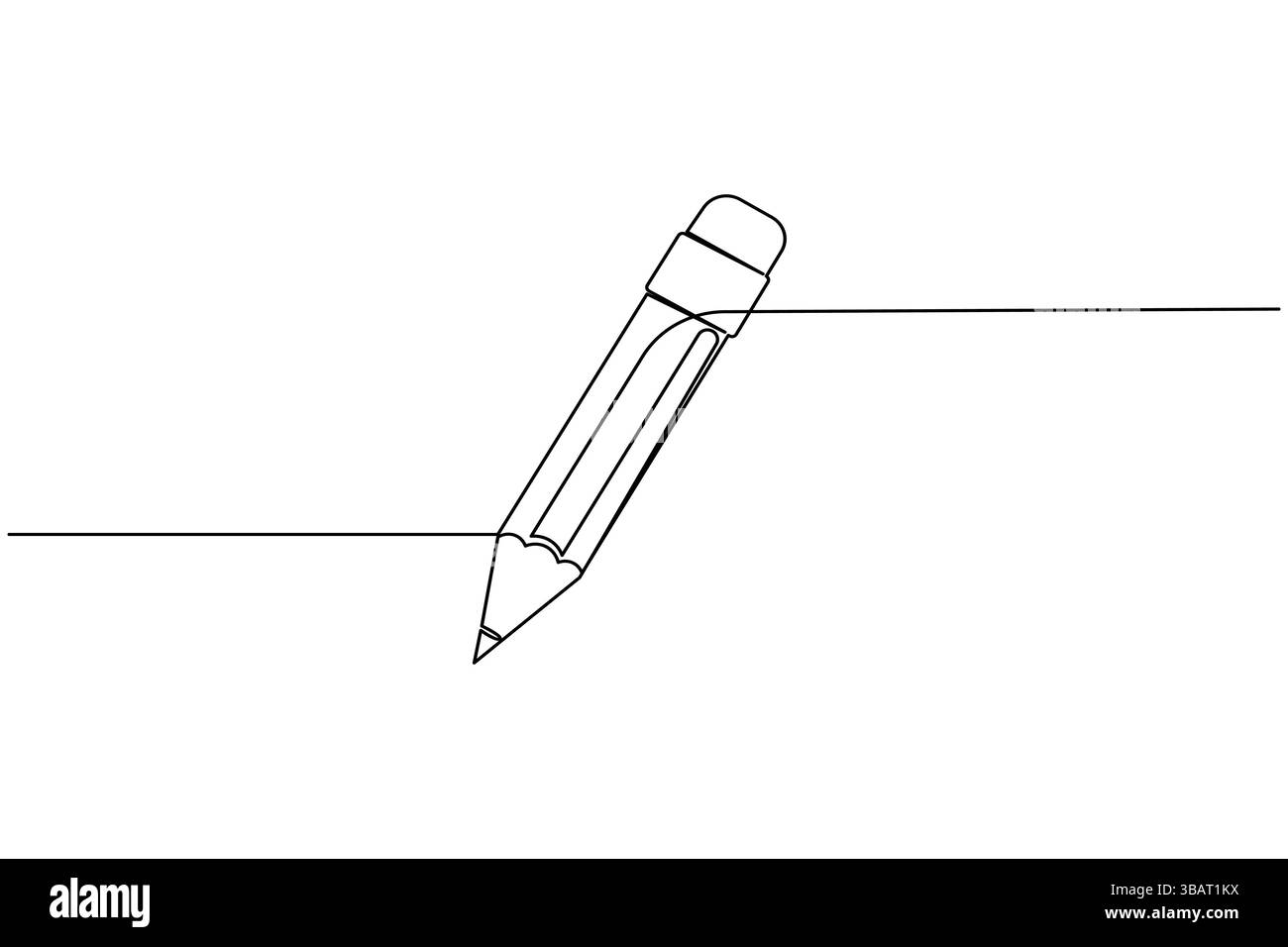 Icona a matita continua disegno a una linea isolare l'illustrazione vettoriale del contorno Illustrazione Vettoriale