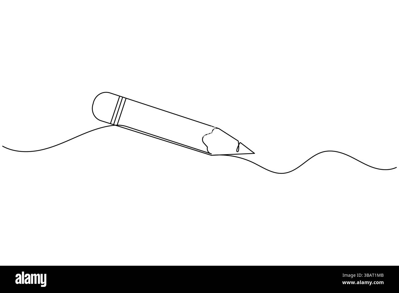 Icona a matita continua disegno a una linea isolare l'illustrazione vettoriale del contorno Illustrazione Vettoriale