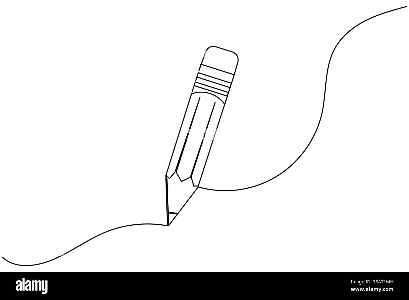 Icona a matita continua disegno a una linea isolare l'illustrazione vettoriale del contorno Illustrazione Vettoriale
