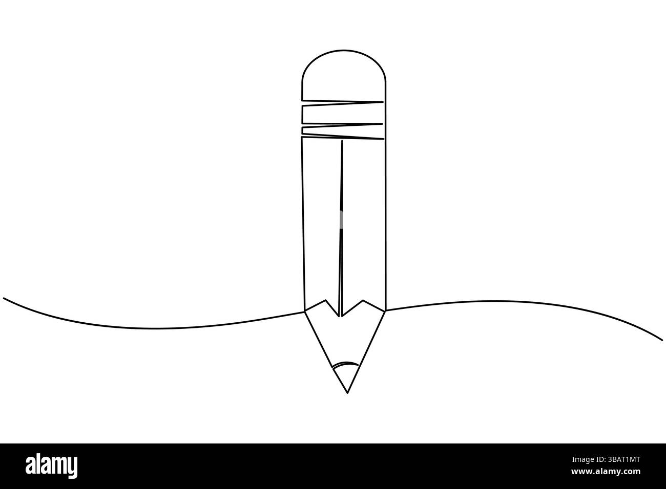 Icona a matita continua disegno a una linea isolare l'illustrazione vettoriale del contorno Illustrazione Vettoriale