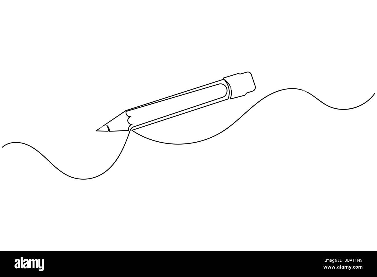 Icona a matita continua disegno a una linea isolare l'illustrazione vettoriale del contorno Illustrazione Vettoriale