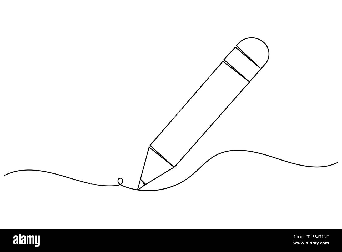 Icona a matita continua disegno a una linea isolare l'illustrazione vettoriale del contorno Illustrazione Vettoriale