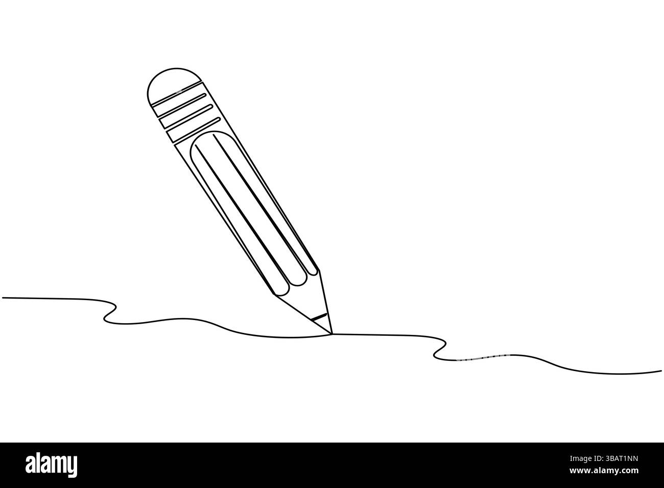 Icona a matita continua disegno a una linea isolare l'illustrazione vettoriale del contorno Illustrazione Vettoriale