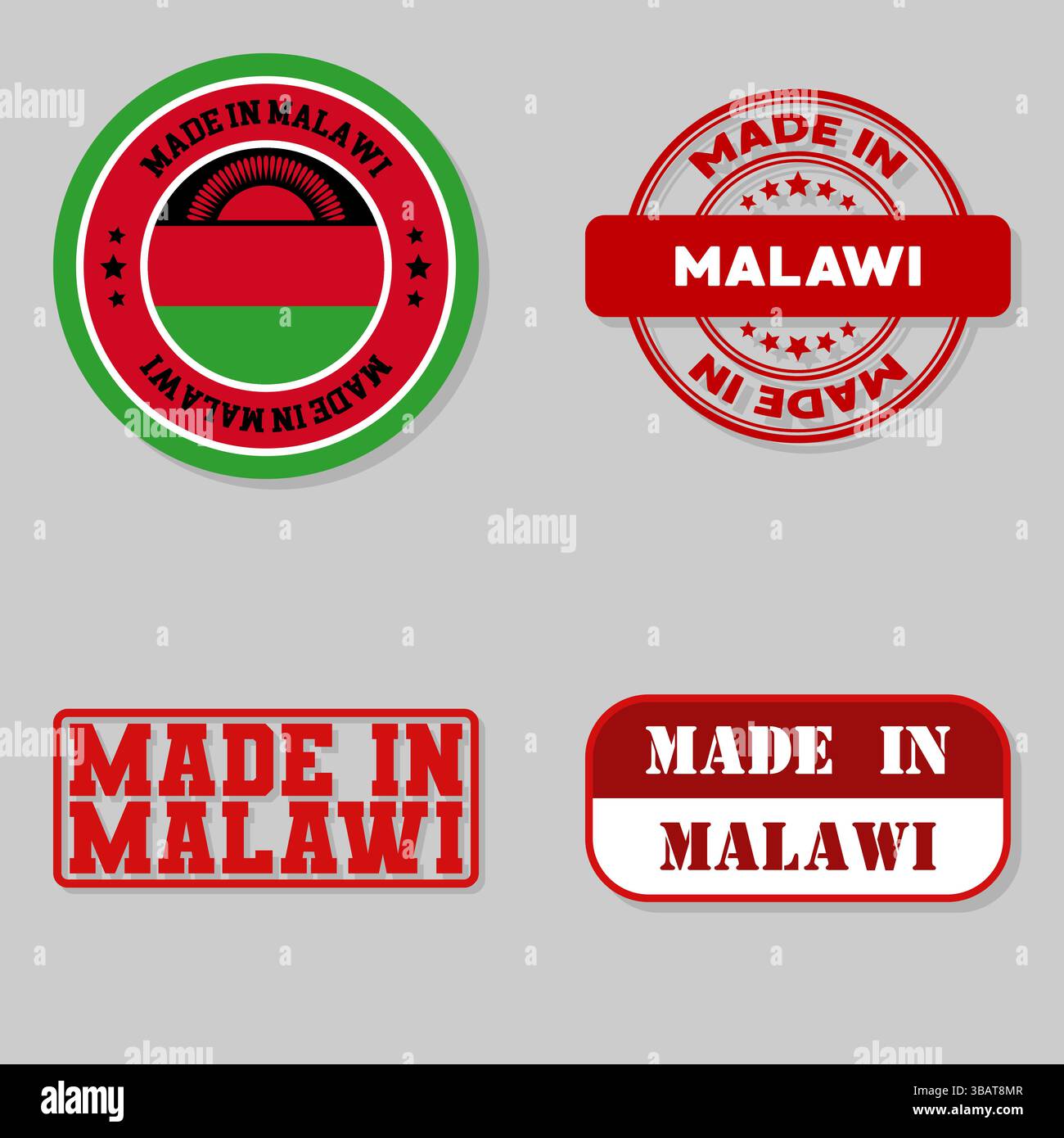Set di quattro francobolli con bandiera in Malawi Illustrazione Vettoriale