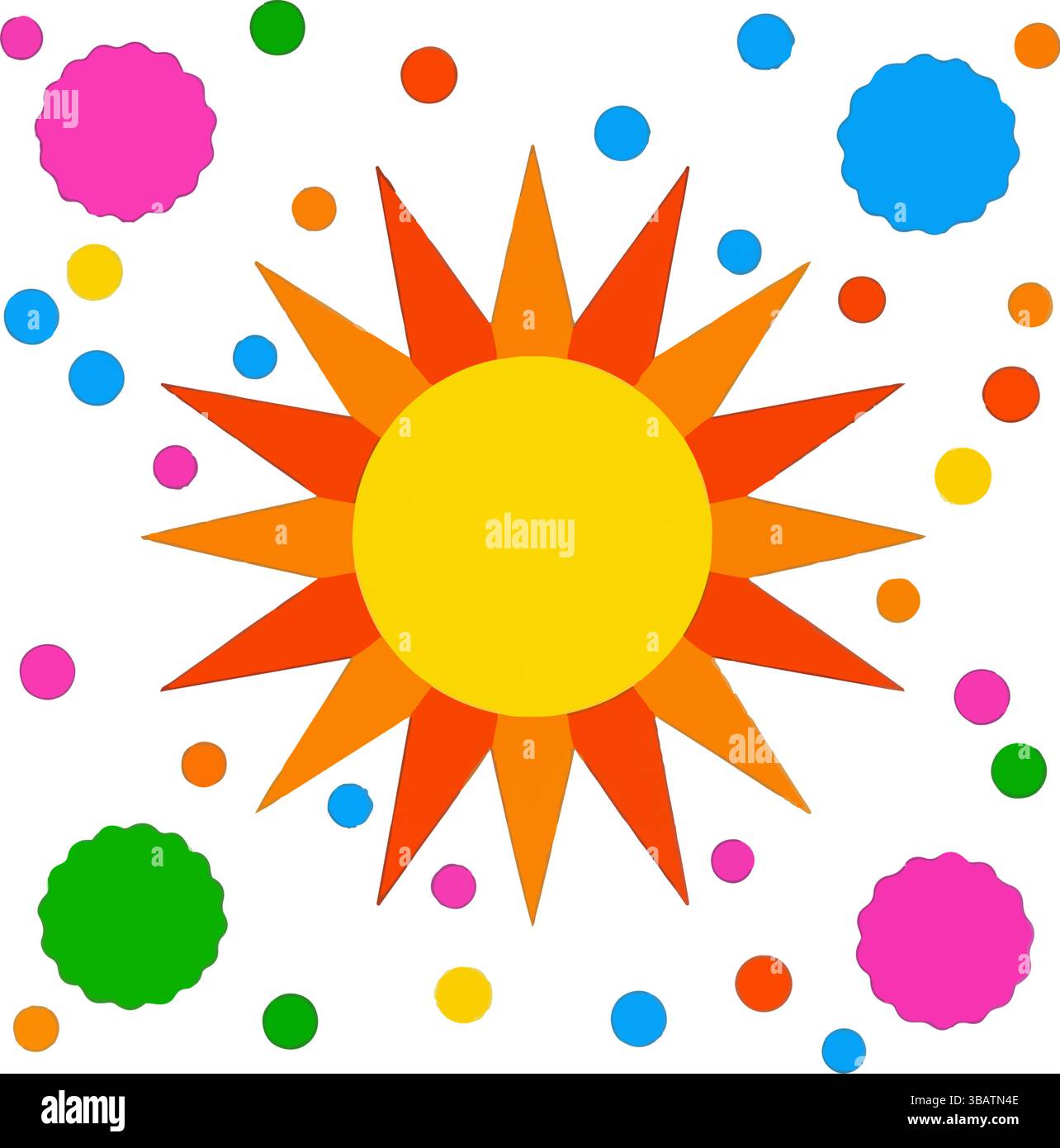 Vivace design Sunburst cerchi geometrici colorati e forme Starburst Illustrazione Vettoriale