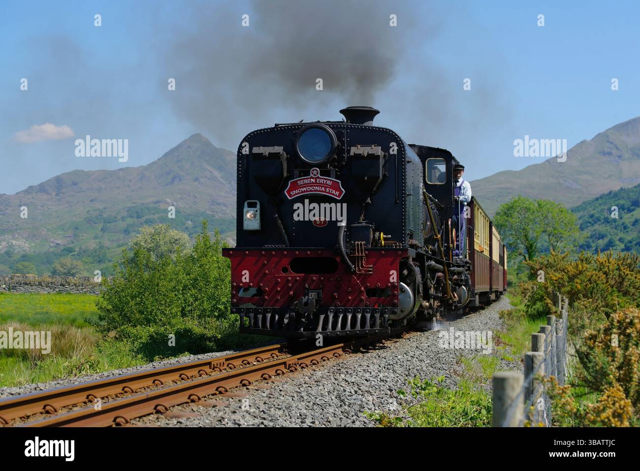Garrett, locomotiva a vapore, Snowdonia Star, Seren Eryri, NG 130, Welsh Highland Railway Rhydd DDU, Eryri, Galles del Nord, Regno Unito. Foto Stock
