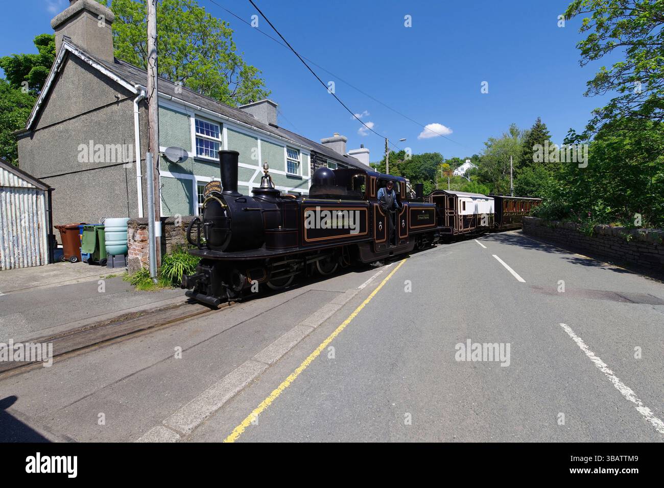 Merddyn Emrys. Double Fairlie, Ffestiniog Railway, Galles del Nord. Foto Stock