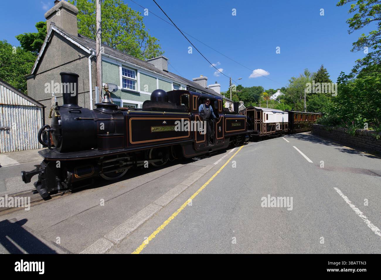 Merddyn Emrys. Double Fairlie, Ffestiniog Railway, Galles del Nord. Foto Stock