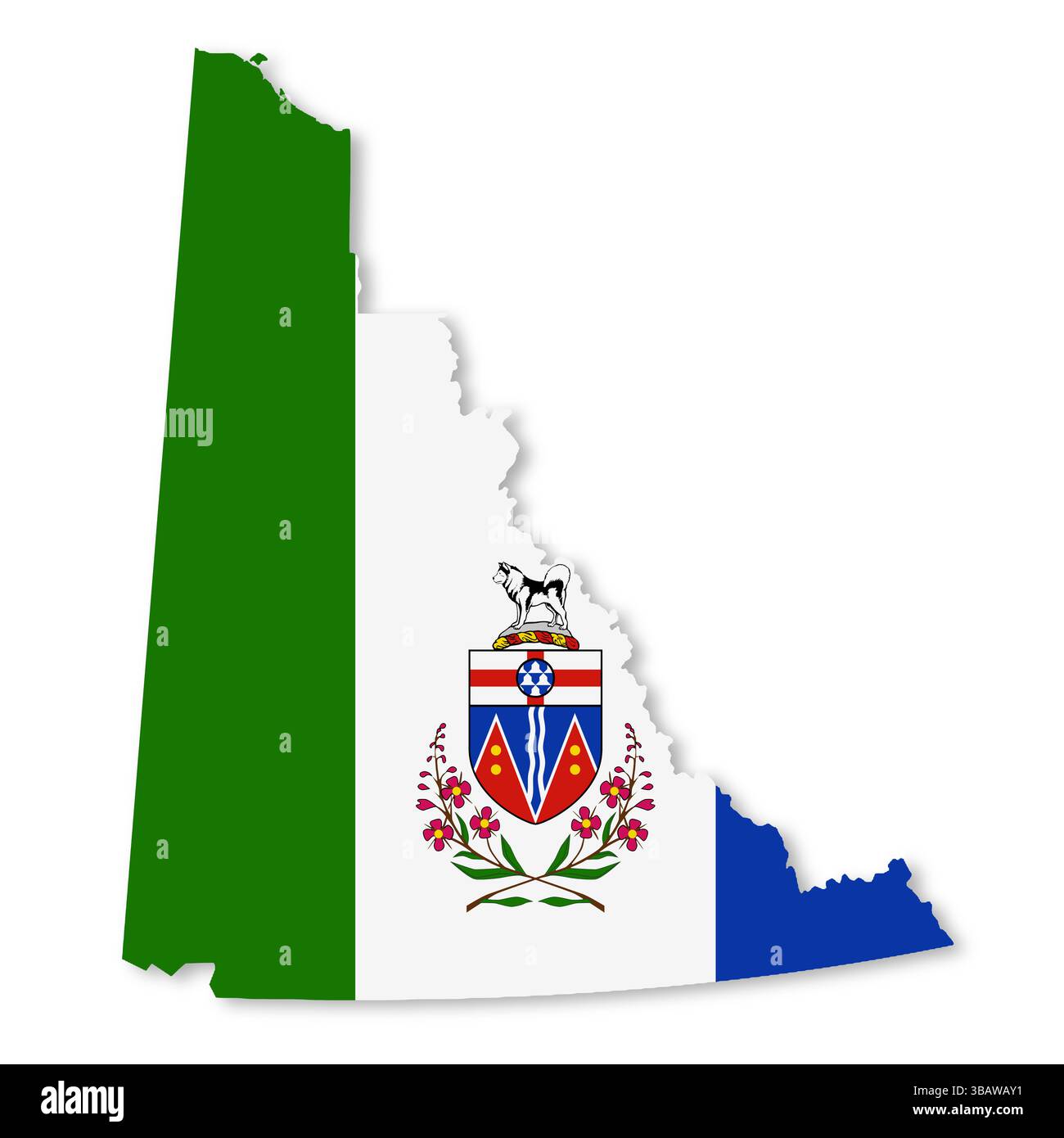 Una mappa della bandiera del Canada del territorio dello Yukon Foto Stock