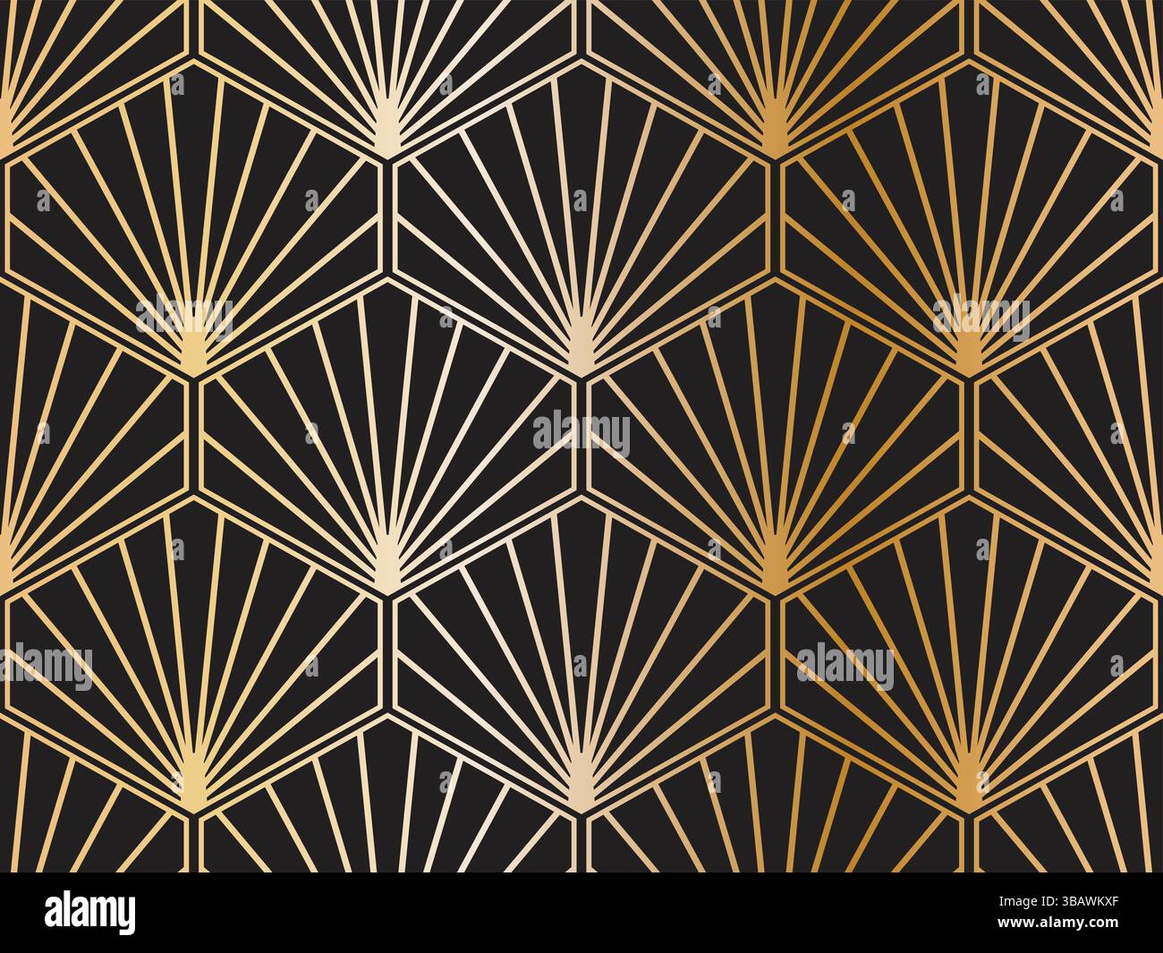 Motivo vettoriale senza cuciture Art Deco eleganti forme geometriche su rivestimento in tessuto per carta da parati retrò nero. Illustrazione vettoriale Illustrazione Vettoriale