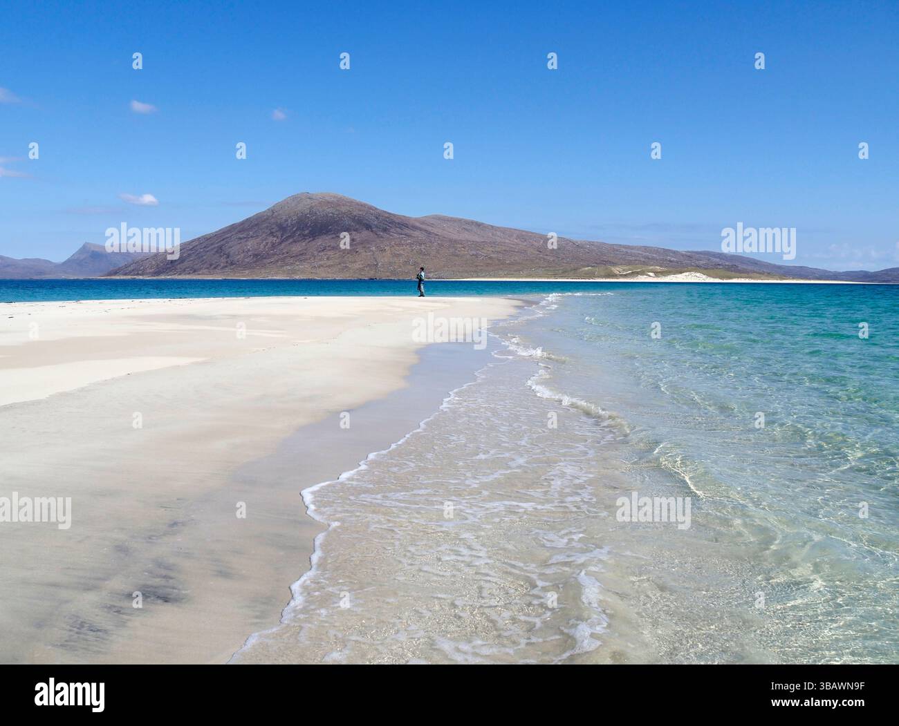 Corran Ra Sand Spit, Taransay, Ebridi esterne, Scozia Foto Stock