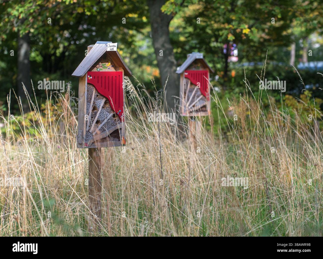 13.10.2022, Germania, Berlino, Berlino - Insect hotel sul prato di una tenuta residenziale. 0CE221013D002CAROEX.JPG [RILASCIO MODELLO: NO, RILASCIO PROPRIETÀ: NO ( Foto Stock