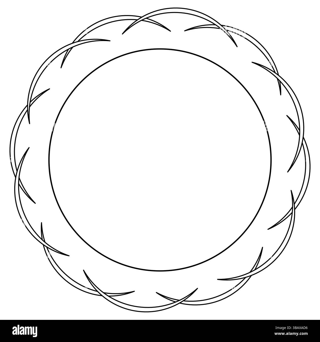 Pagina da colorare con contorno estivo disegno del sole con raggi a forma di archi. Molti Ray. Gli elementi. Per intrattenere i bambini, d'estate, stagionali, Illustrazione Vettoriale