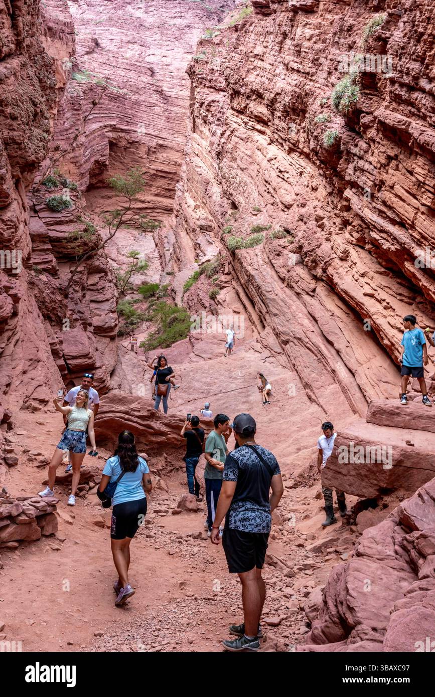 Formazioni rocciose la Garganta del Diablo, vicino a Cafayate, provincia di Salta, Argentina. Foto Stock