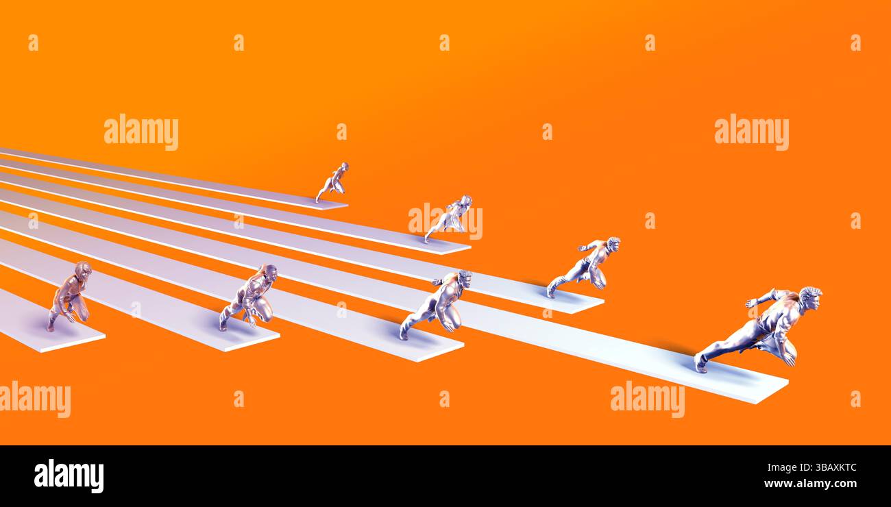 Business People Racing in una corsa aziendale al successo Foto Stock