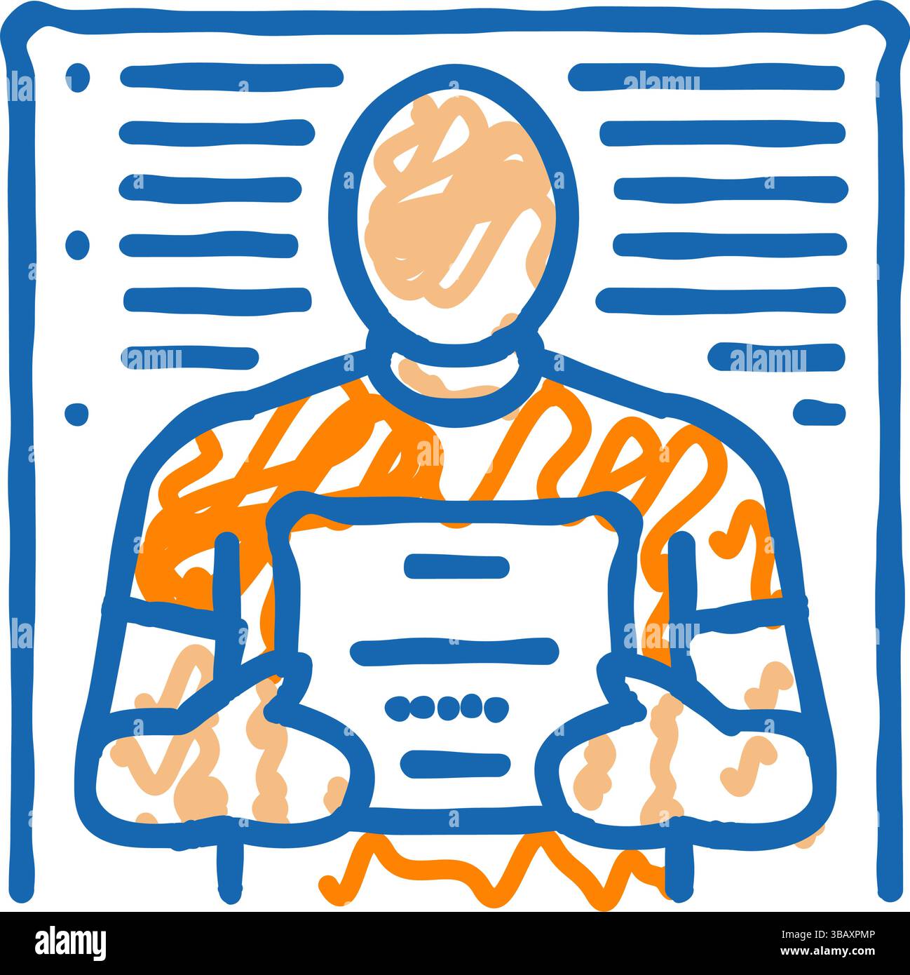 immagine a doodle dell'icona criminale del profilo di una foto Illustrazione Vettoriale