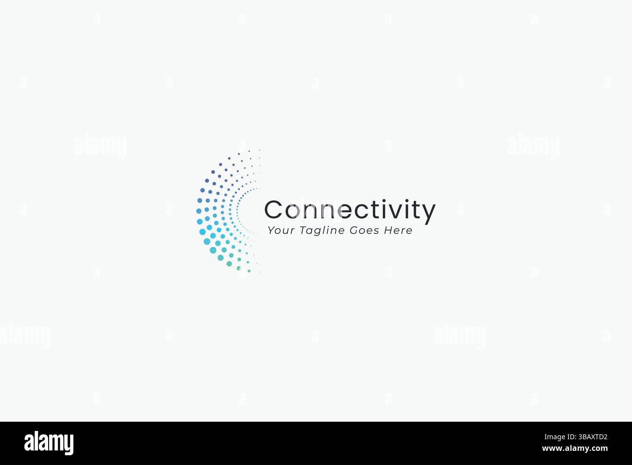 Concetto di logo con punti mezzitoni per connettività Business Global Technology and Network Illustrazione Vettoriale