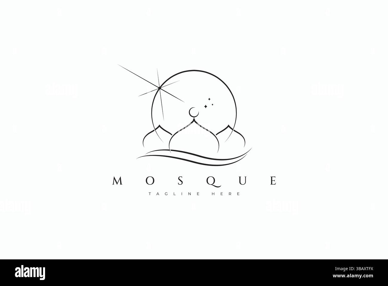 Moschea moderna modello con logo con concetto unico di fenomeno della notte Santa illustrazione astratta Illustrazione Vettoriale