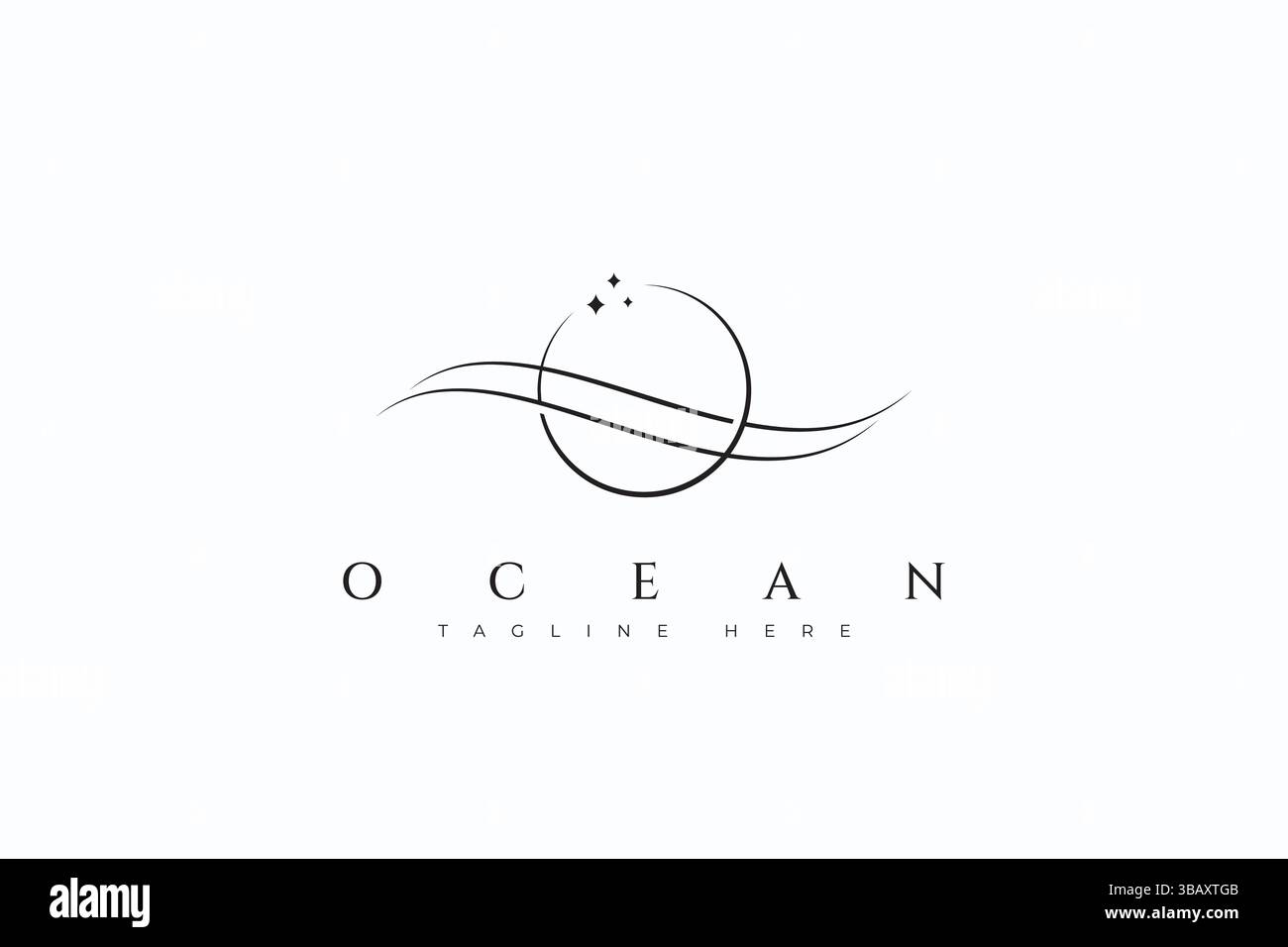 Wave of Ocean Eclipse Abstract Illustration Symbol modello di logo minimalista Illustrazione Vettoriale