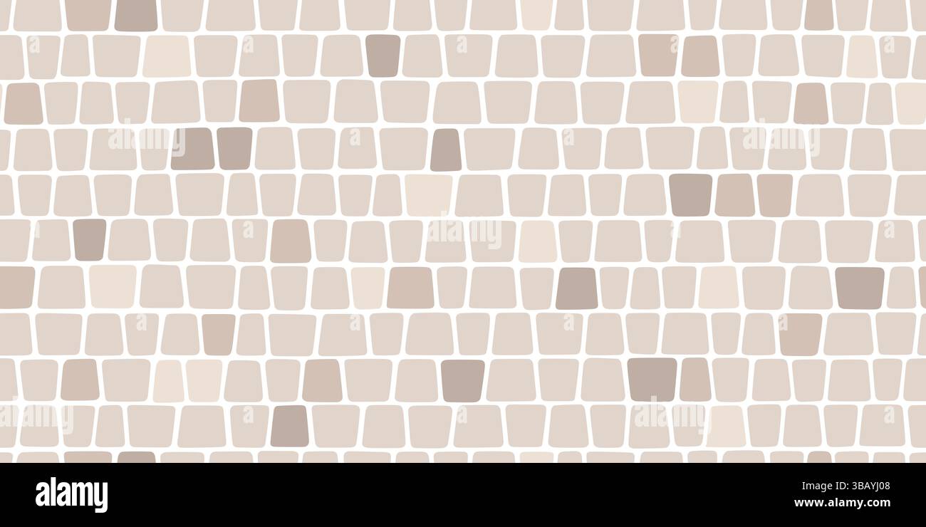 Motivo senza cuciture in pietra lastricata. Texture piastrelle di pavimentazione. Sfondo a mosaico in pietra. Struttura interna del pavimento in ciottoli. Blocca l'antico ornamento del marciapiede. Vettore Illustrazione Vettoriale