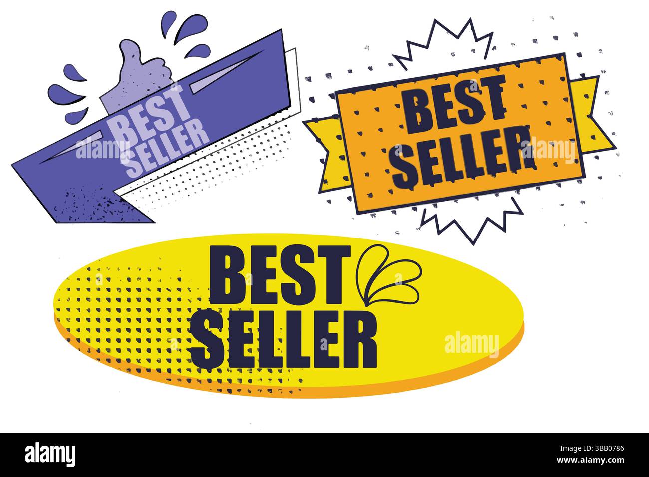 Banner più venduti – modelli vettoriali promozione siti Web di moda e stile di vita. Illustrazione Vettoriale