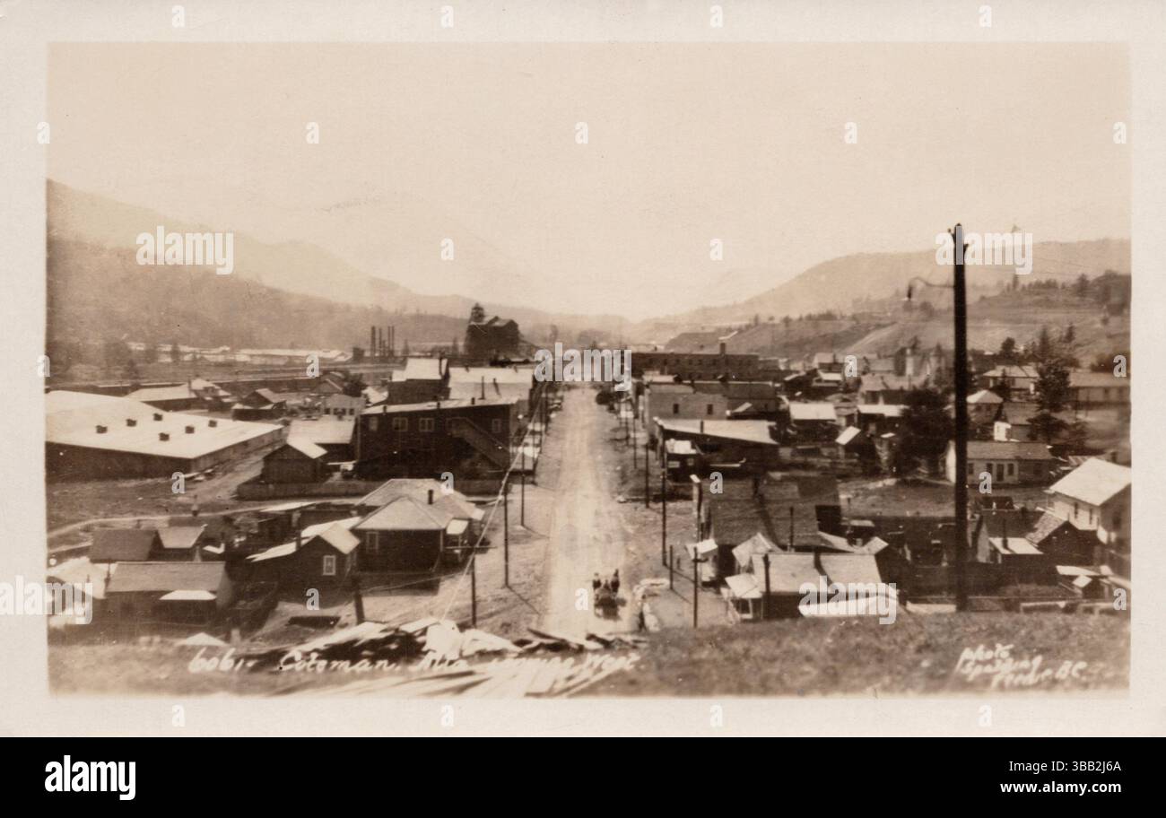 Coleman Alberta, guardando a ovest, immagine degli anni '1910-'20. Fotografo Spalding Foto Stock