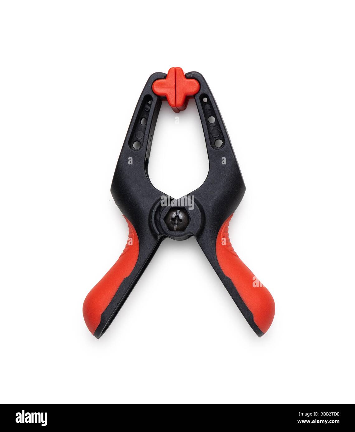 Pinza a morsetto in plastica rossa e nera per l'uso fai da te e in officina Foto Stock