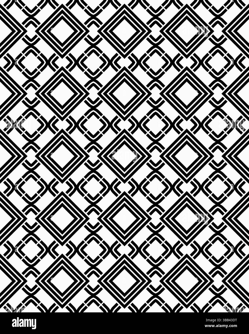 Il design geometrico ripetuto mette in mostra forme di diamante e frecce interconnesse, creando un effetto visivo sorprendente adatto a varie applicazioni. Foto Stock