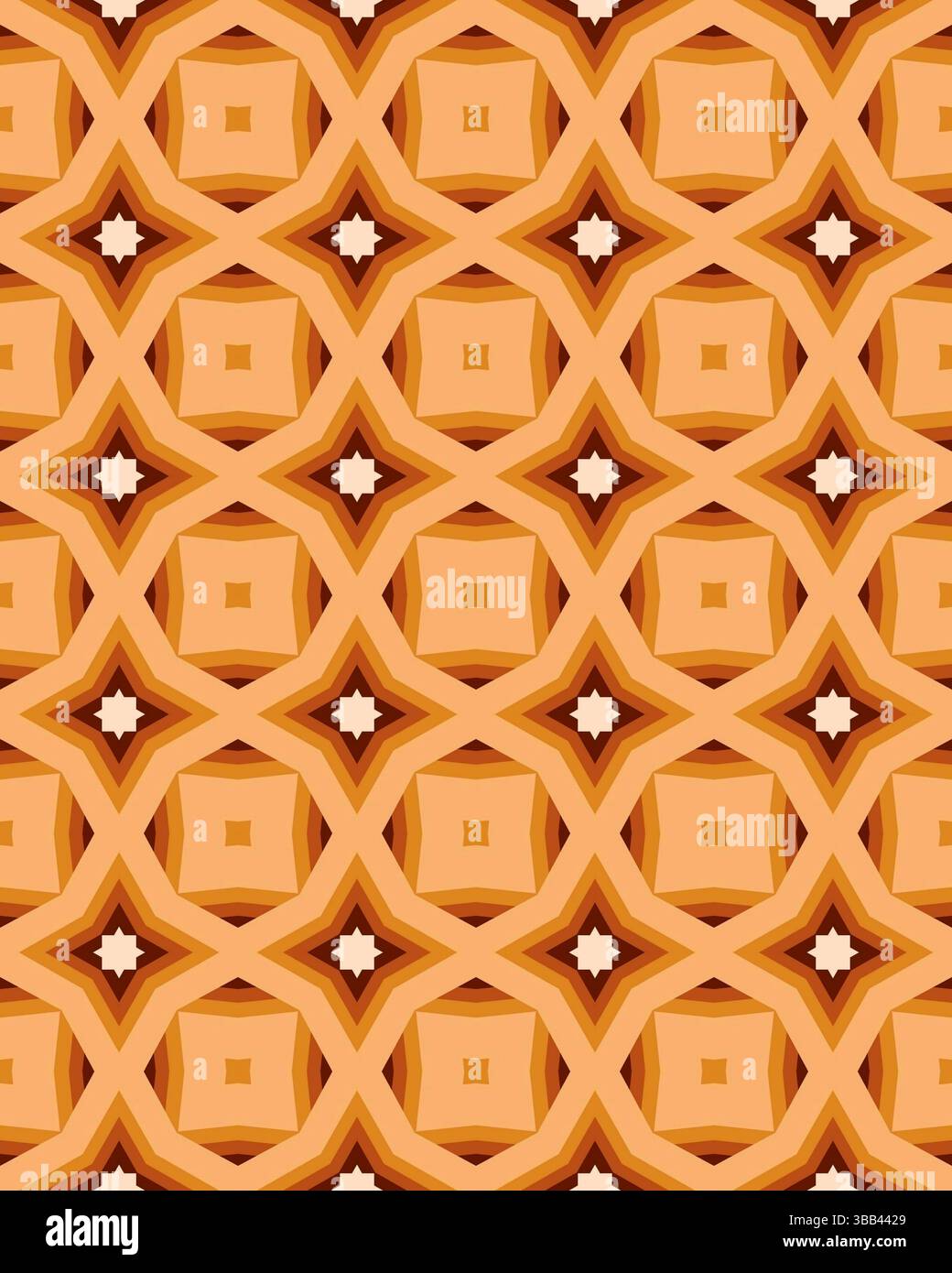 Un vivace motivo geometrico mette in mostra forme complesse in arancione e marrone, perfette per sfondi o usi decorativi nel design. Foto Stock Un vivace motivo geometrico mette in mostra forme complesse in arancione e marrone, perfette per sfondi o usi decorativi nel design. Foto Stock