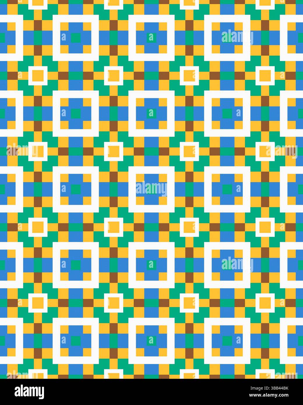 Un sorprendente motivo geometrico mette in mostra quadrati e rettangoli alternati in colori brillanti, creando un design visivo accattivante. Foto Stock Un sorprendente motivo geometrico mette in mostra quadrati e rettangoli alternati in colori brillanti, creando un design visivo accattivante. Foto Stock