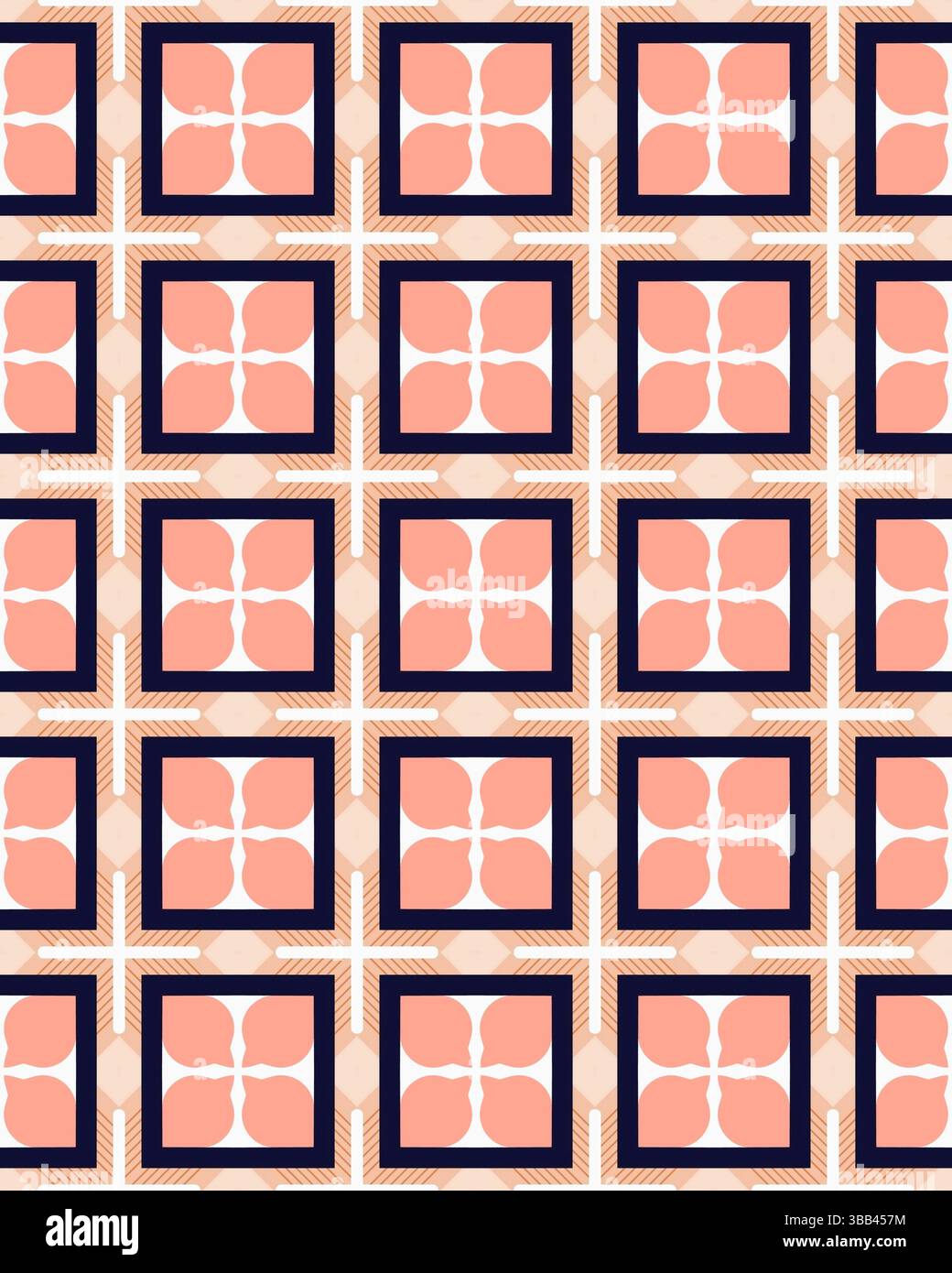 Le forme geometriche in toni caldi disposte in una griglia sistematica creano un motivo visivamente accattivante. Il design combina linee uniformi e nitide. Foto Stock Le forme geometriche in toni caldi disposte in una griglia sistematica creano un motivo visivamente accattivante. Il design combina linee uniformi e nitide. Foto Stock