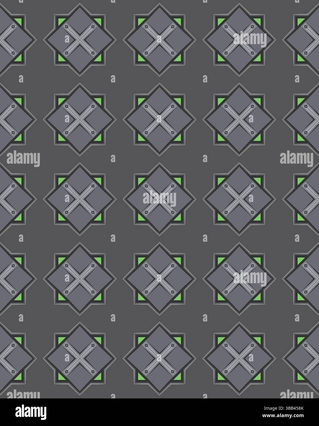 Design geometrico complesso con forme e linee a diamante ripetute in un ambiente scuro, che enfatizza la simmetria e l'estetica moderna. Foto Stock Design geometrico complesso con forme e linee a diamante ripetute in un ambiente scuro, che enfatizza la simmetria e l'estetica moderna. Foto Stock